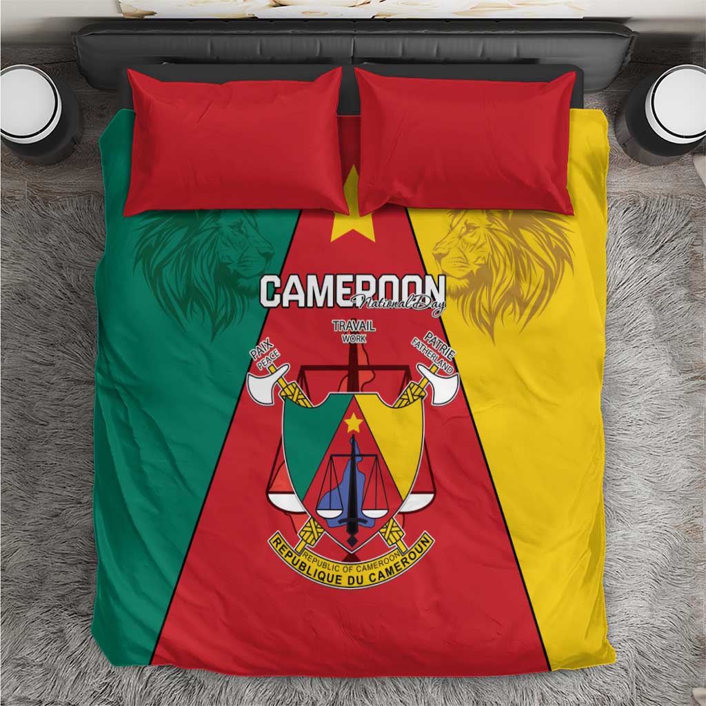 Cameroon National Day Bedding Set Lion Mix Coat Of Arms Style LT15