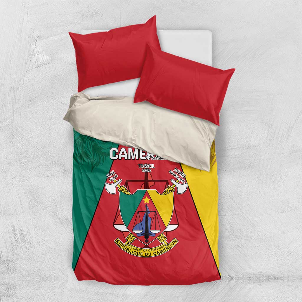Cameroon National Day Bedding Set Lion Mix Coat Of Arms Style LT15