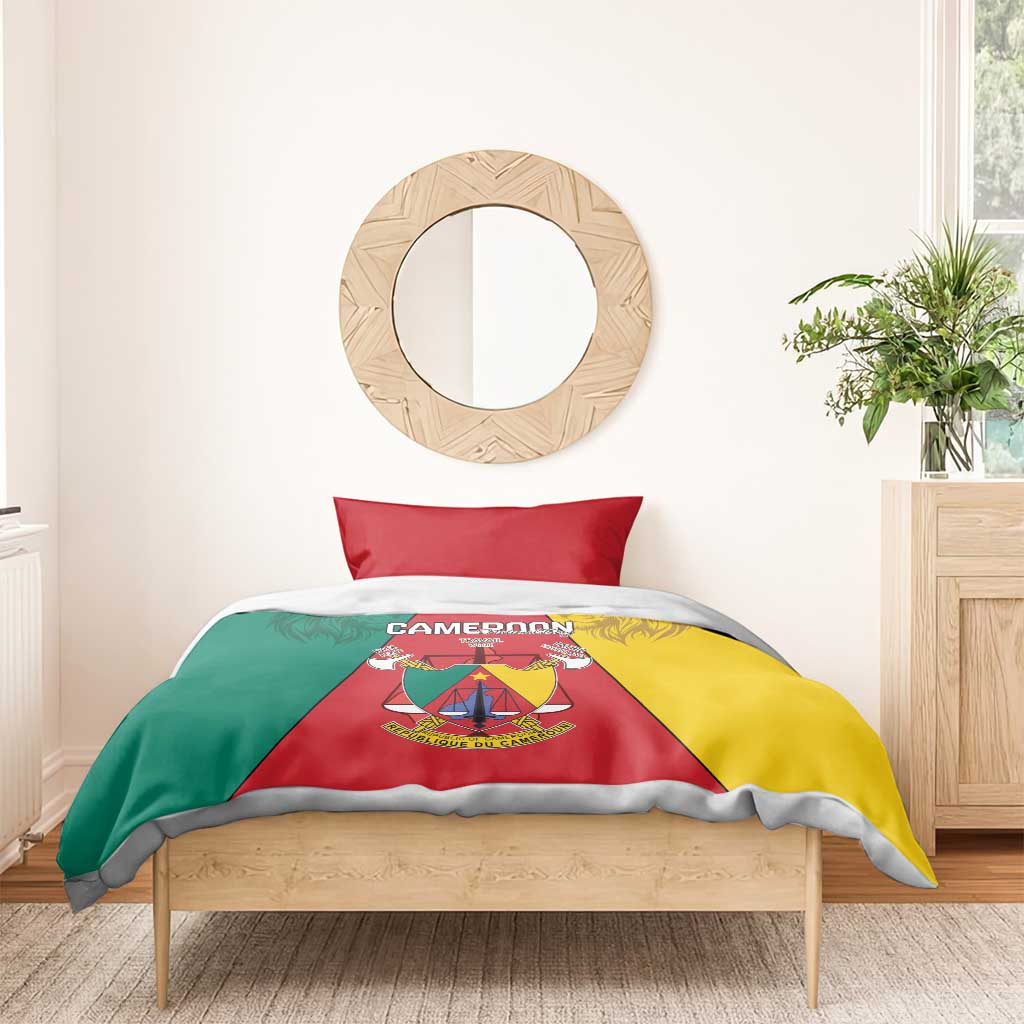 Cameroon National Day Bedding Set Lion Mix Coat Of Arms Style LT15