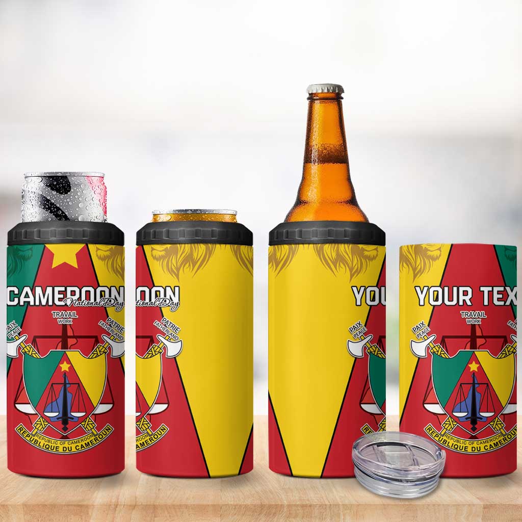 Personalised Cameroon National Day 4 in 1 Can Cooler Tumbler Lion Mix Coat Of Arms Style LT15