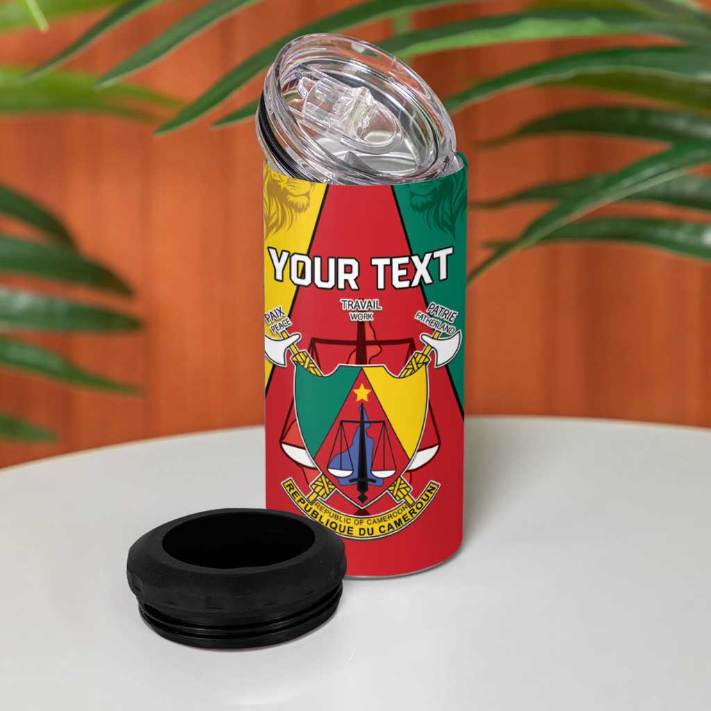 Personalised Cameroon National Day 4 in 1 Can Cooler Tumbler Lion Mix Coat Of Arms Style LT15