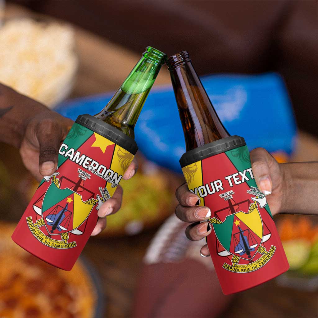 Personalised Cameroon National Day 4 in 1 Can Cooler Tumbler Lion Mix Coat Of Arms Style LT15