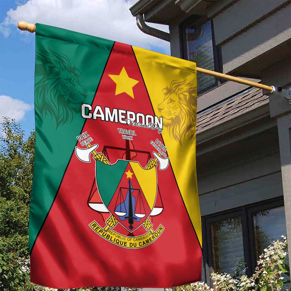 Cameroon National Day Garden Flag Lion Mix Coat Of Arms Style LT15