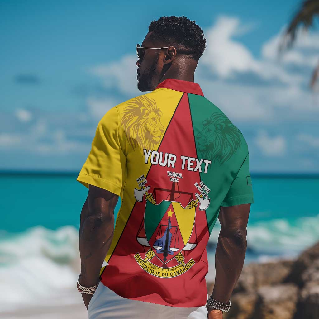 Personalised Cameroon National Day Hawaiian Shirt Lion Mix Coat Of Arms Style LT15