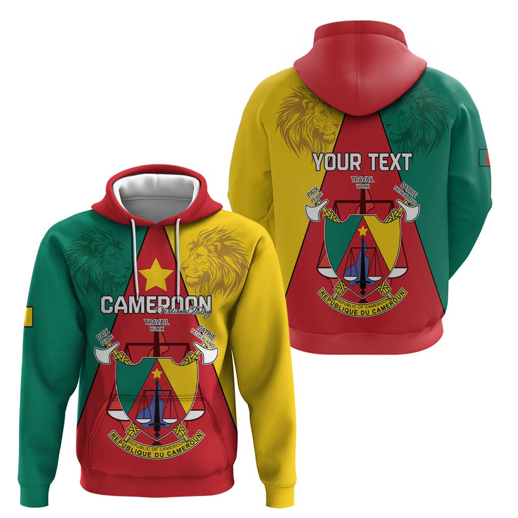Personalised Cameroon National Day Hoodie Coat Of Arms With Lion LT15