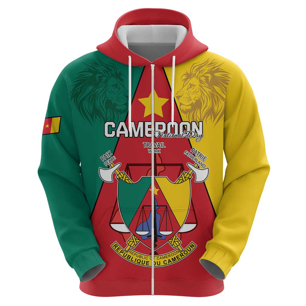 Personalised Cameroon National Day Hoodie Coat Of Arms With Lion LT15