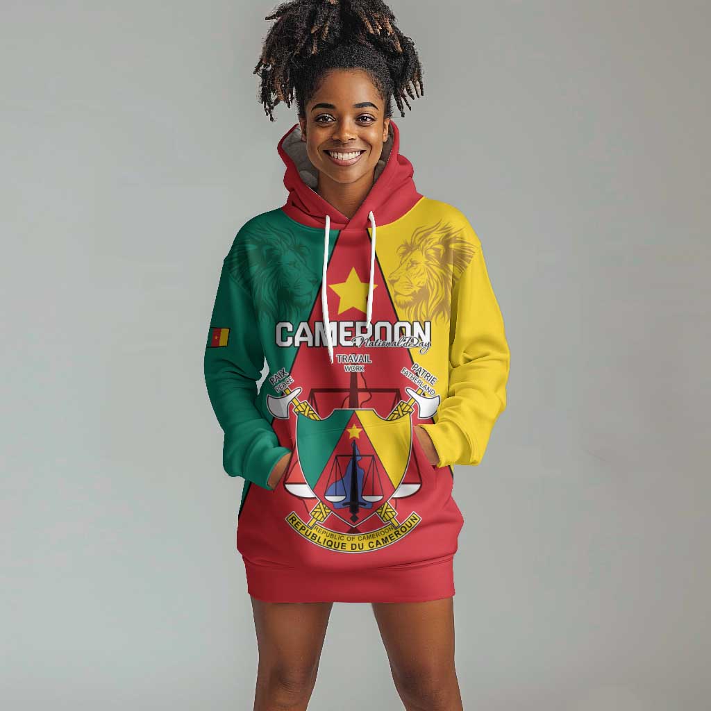 Personalised Cameroon National Day Hoodie Dress Lion Mix Coat Of Arms Style LT15