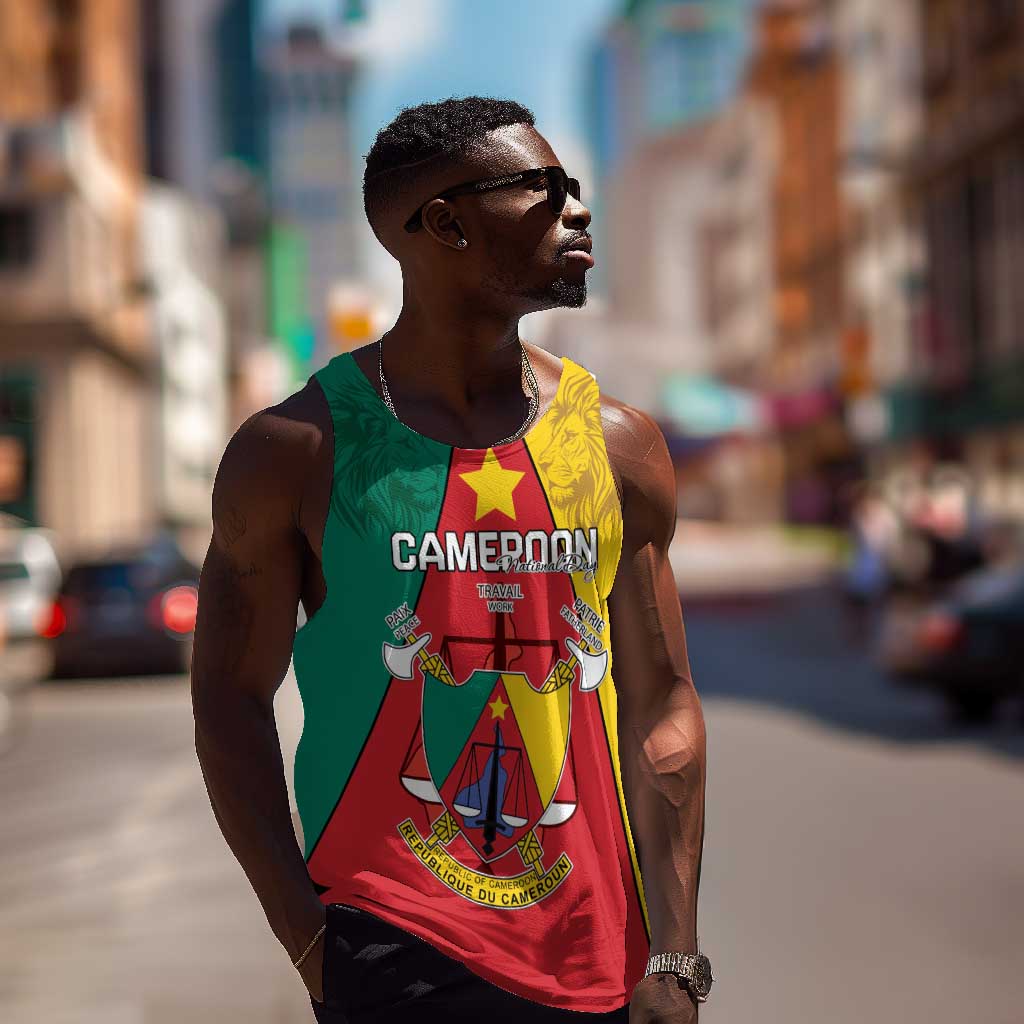 Personalised Cameroon National Day Men Tank Top Lion Mix Coat Of Arms Style LT15