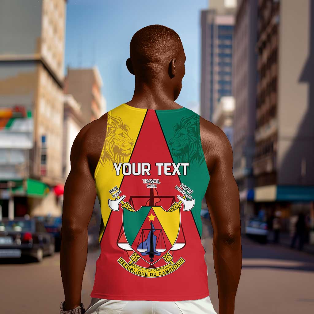 Personalised Cameroon National Day Men Tank Top Lion Mix Coat Of Arms Style LT15