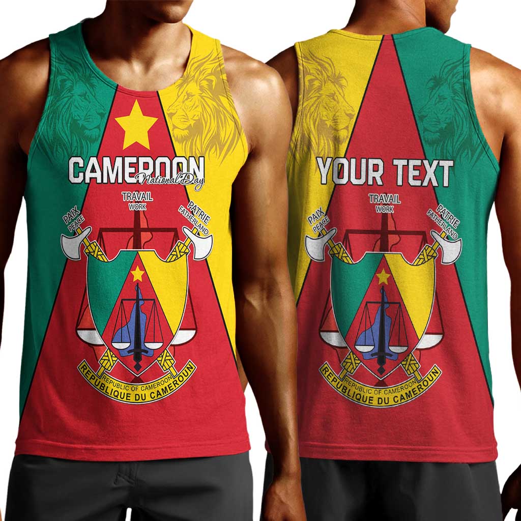 Personalised Cameroon National Day Men Tank Top Lion Mix Coat Of Arms Style LT15