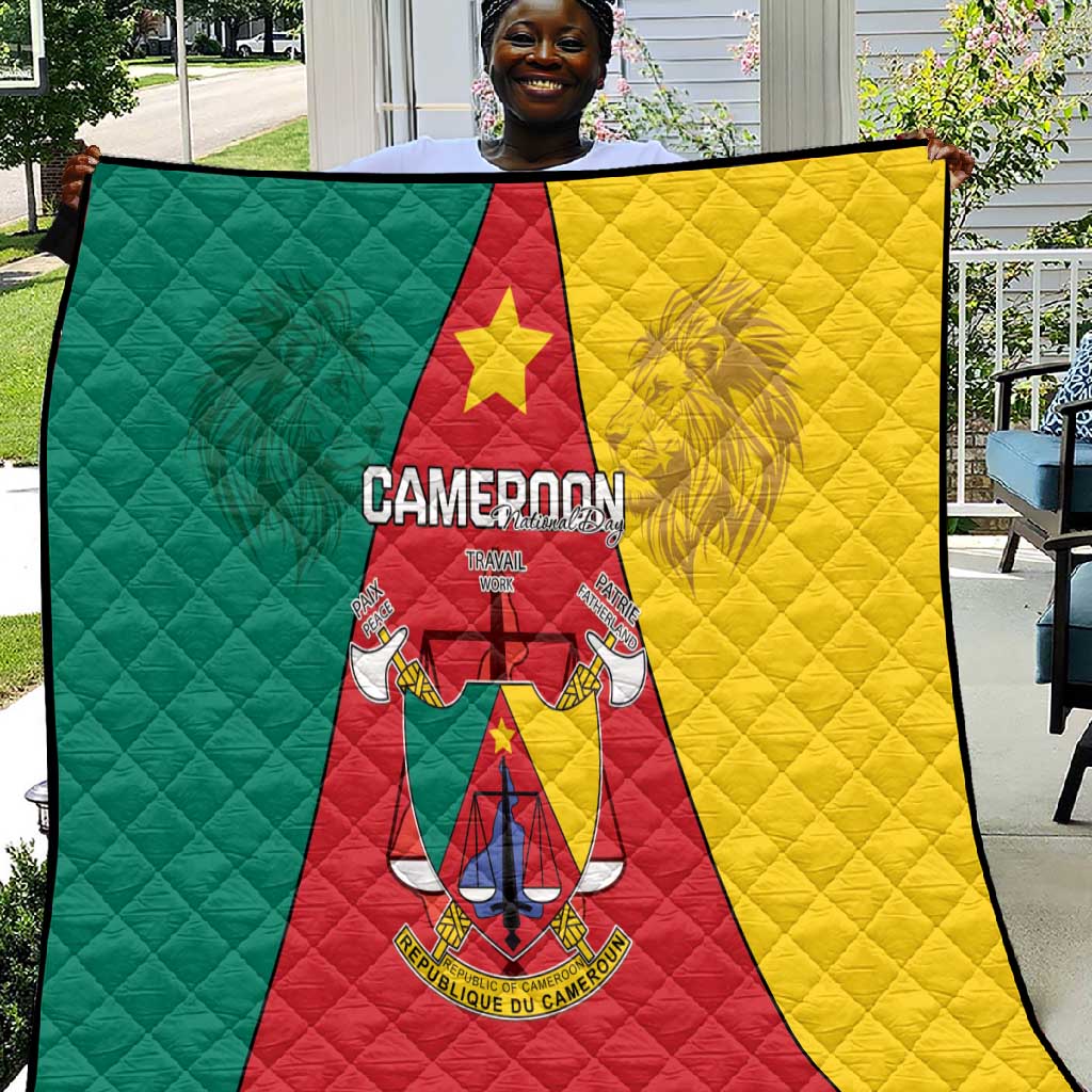Cameroon National Day Quilt Lion Mix Coat Of Arms Style LT15