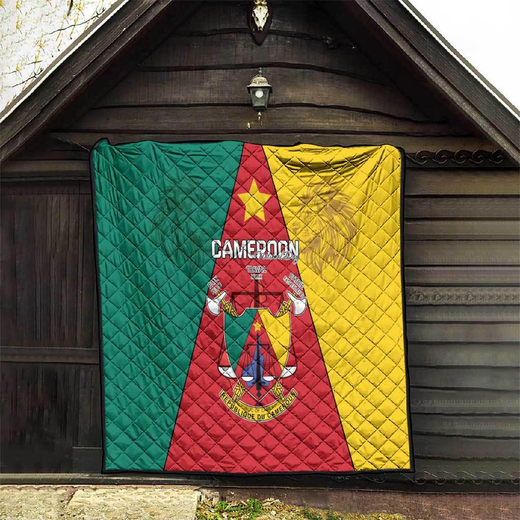 Cameroon National Day Quilt Lion Mix Coat Of Arms Style LT15