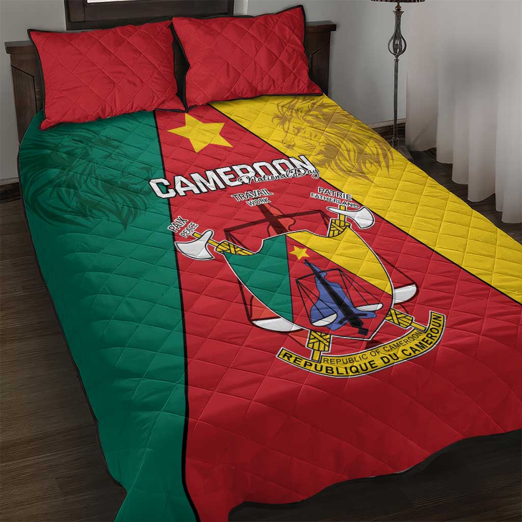 Cameroon National Day Quilt Bed Set Lion Mix Coat Of Arms Style LT15