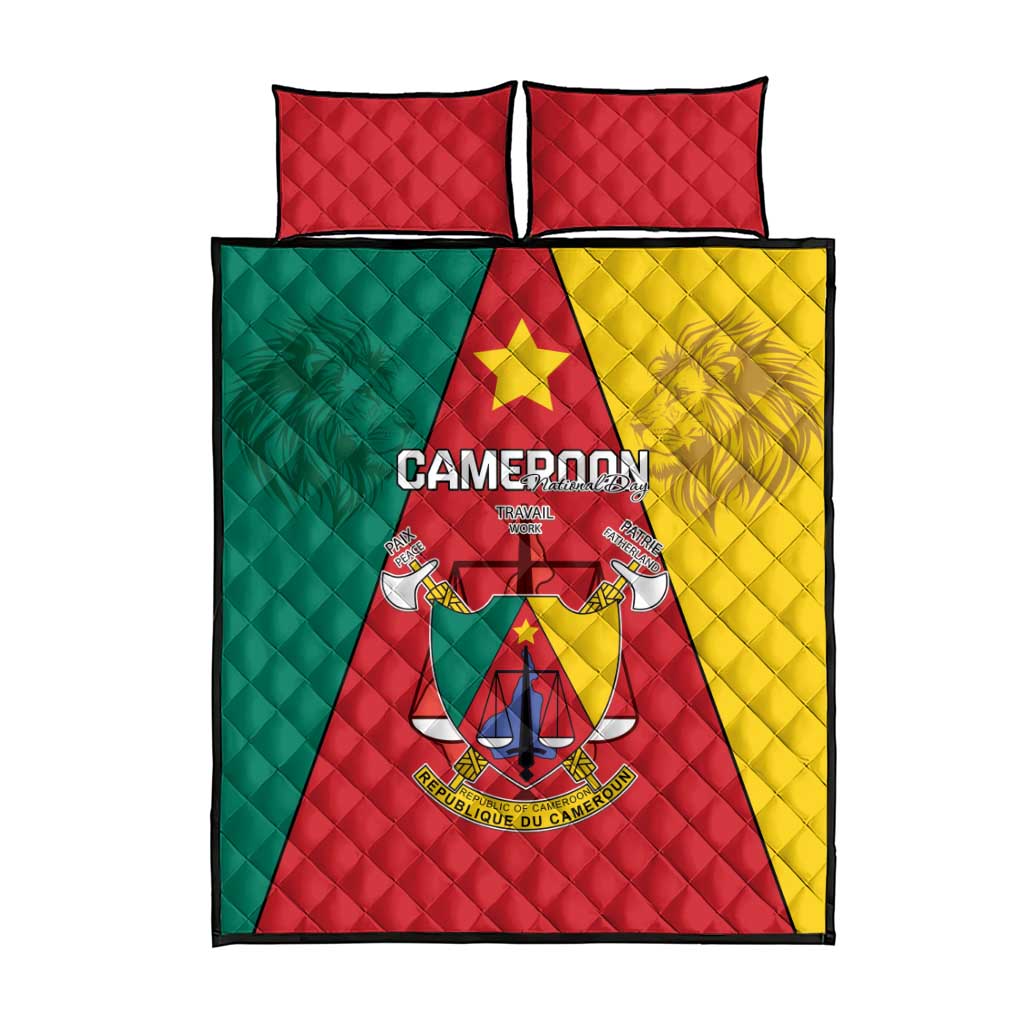Cameroon National Day Quilt Bed Set Lion Mix Coat Of Arms Style LT15