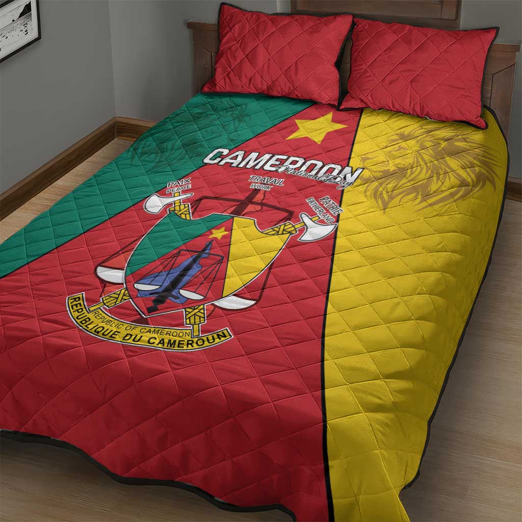 Cameroon National Day Quilt Bed Set Lion Mix Coat Of Arms Style LT15