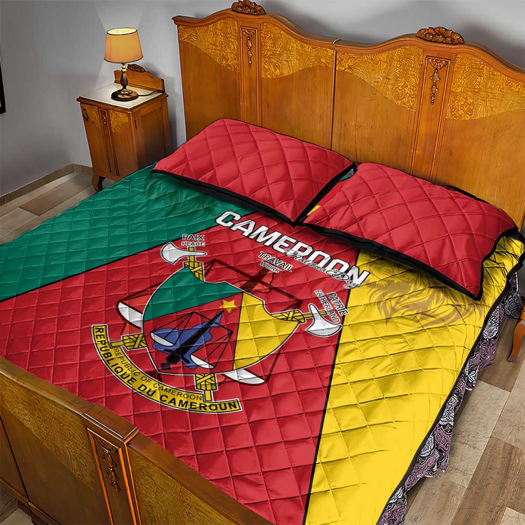 Cameroon National Day Quilt Bed Set Lion Mix Coat Of Arms Style LT15