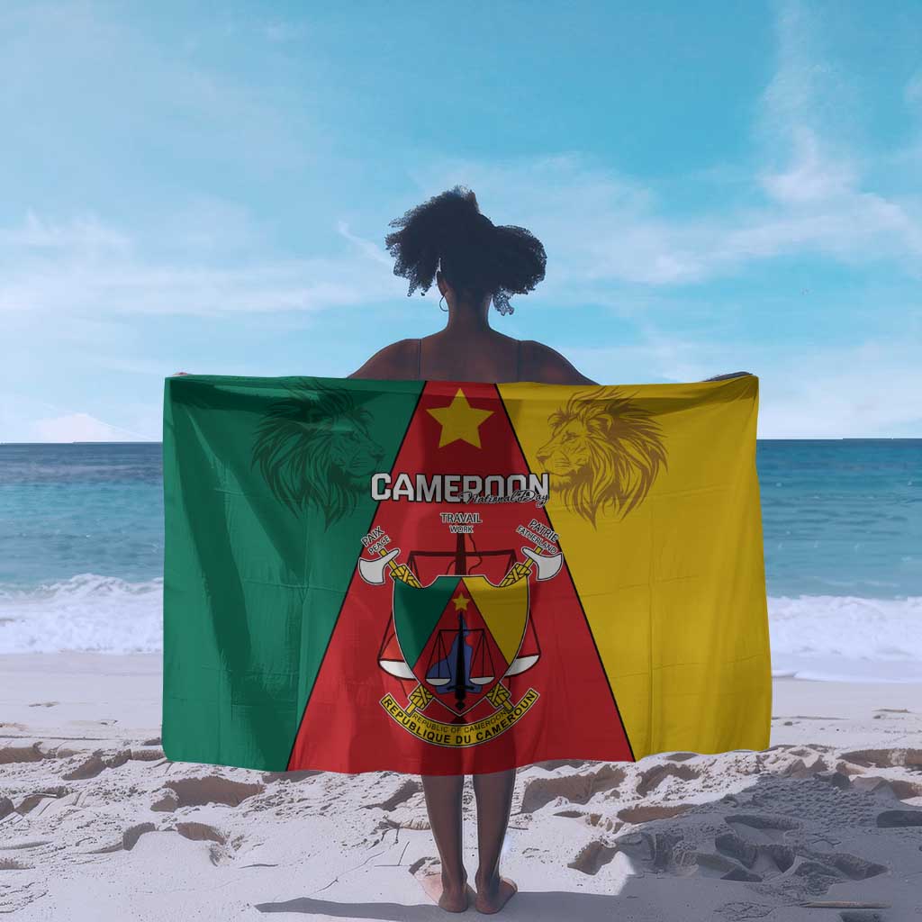 Cameroon National Day Sarong Lion Mix Coat Of Arms Style LT15