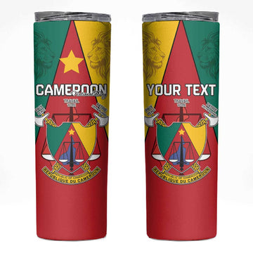 Personalised Cameroon National Day Skinny Tumbler Lion Mix Coat Of Arms Style LT15
