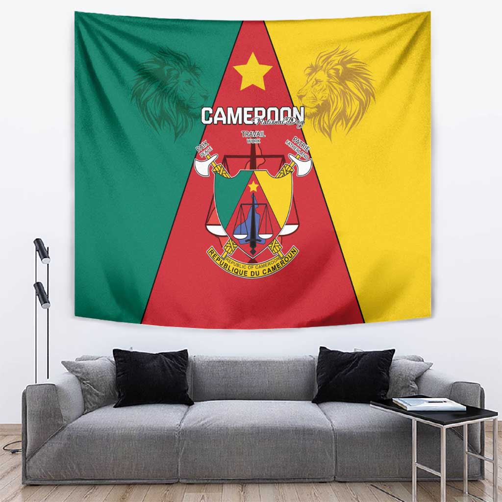 Cameroon National Day Tapestry Lion Mix Coat Of Arms Style LT15