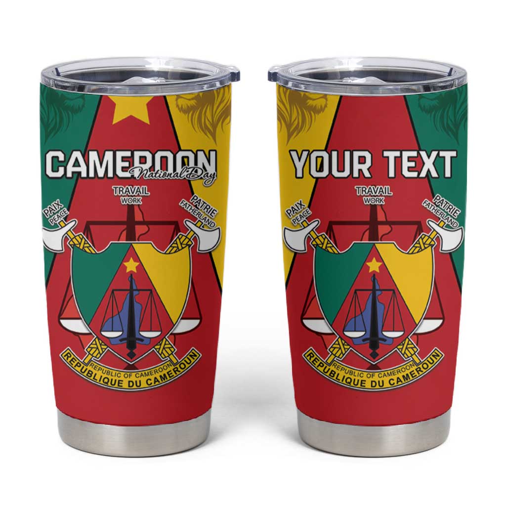Personalised Cameroon National Day Tumbler Cup Lion Mix Coat Of Arms Style LT15