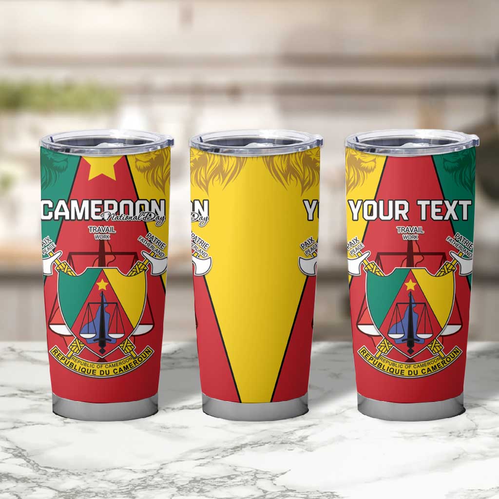 Personalised Cameroon National Day Tumbler Cup Lion Mix Coat Of Arms Style LT15