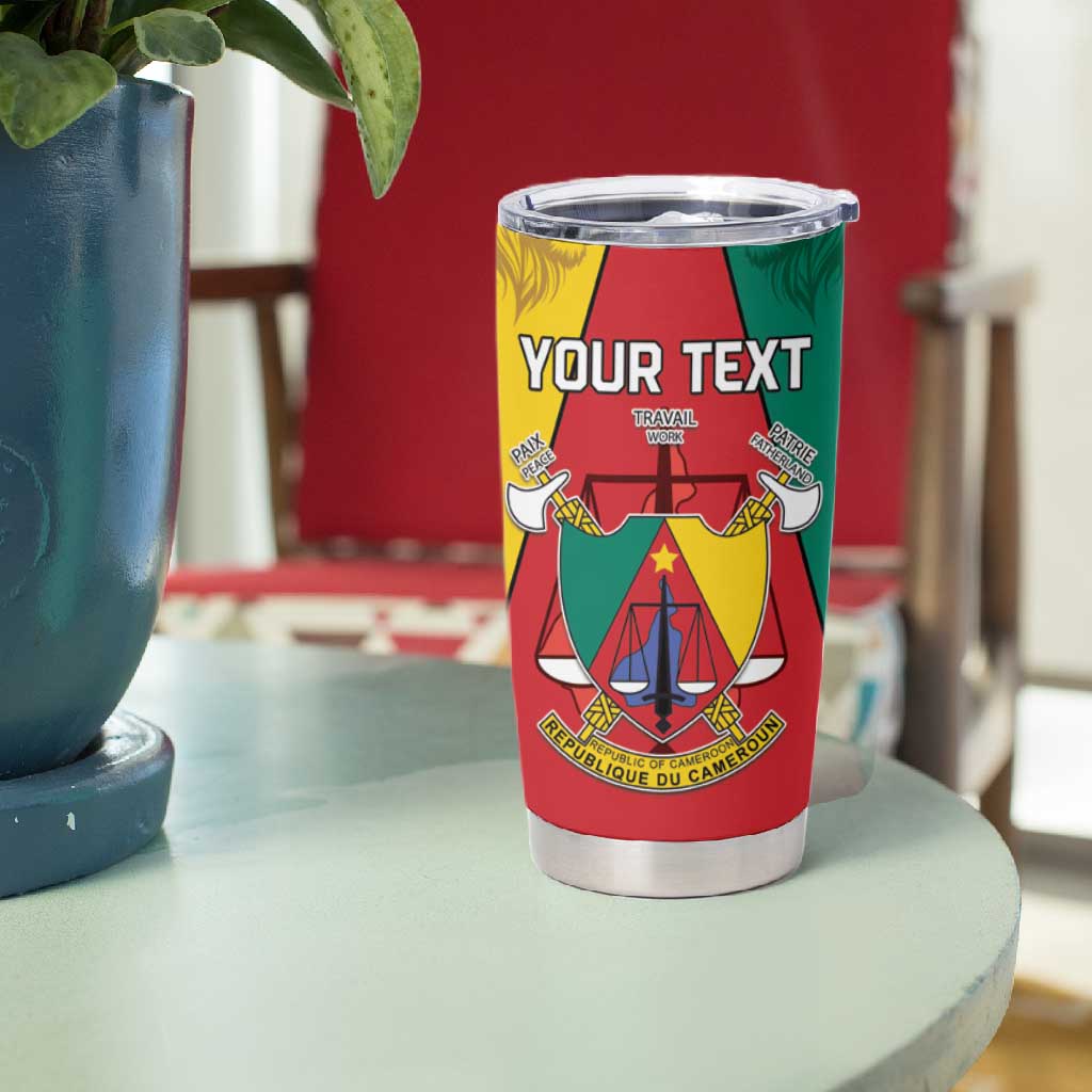 Personalised Cameroon National Day Tumbler Cup Lion Mix Coat Of Arms Style LT15
