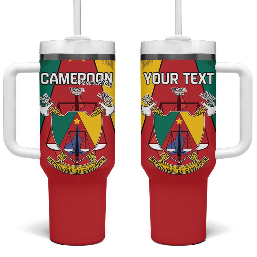 Personalised Cameroon National Day Tumbler With Handle Lion Mix Coat Of Arms Style LT15