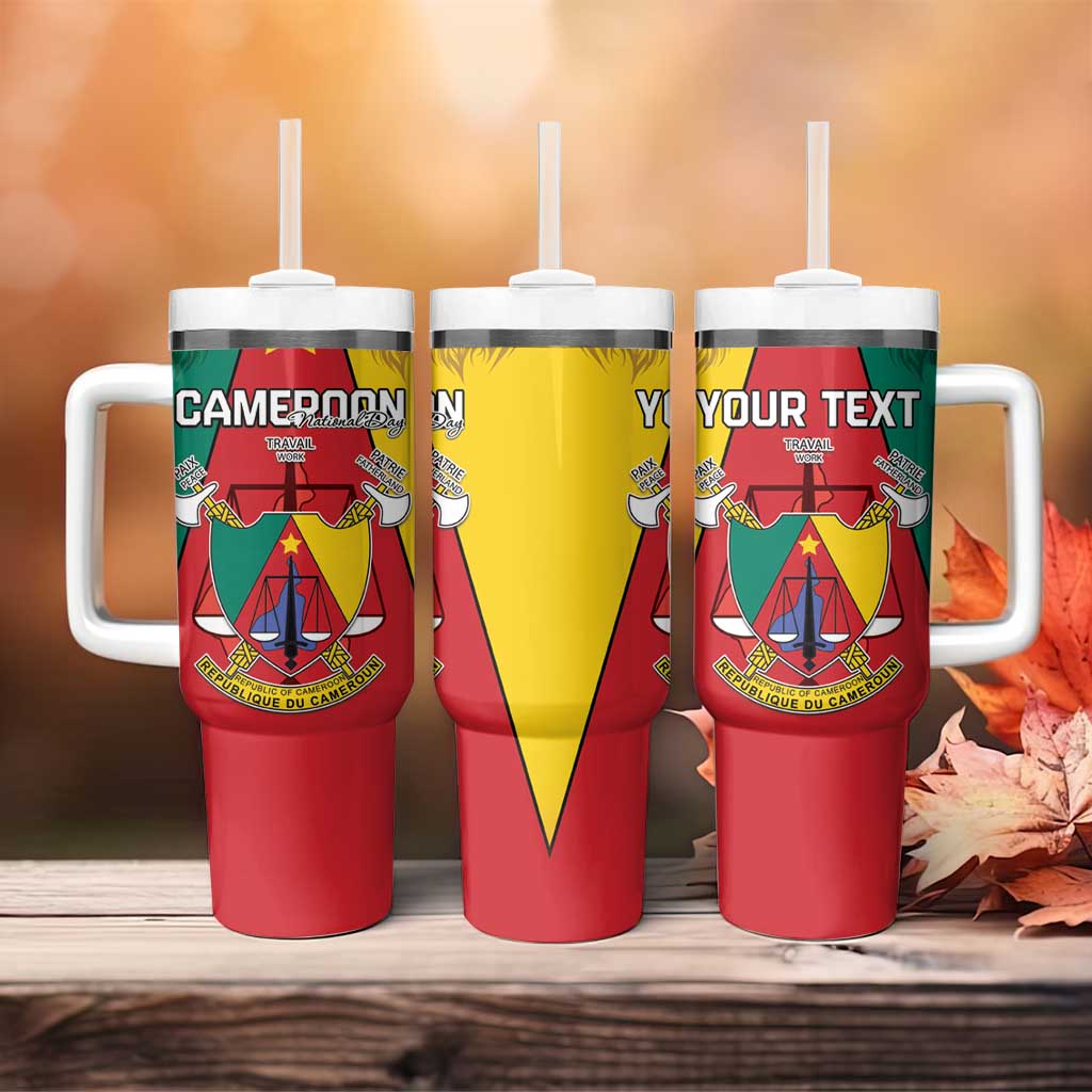 Personalised Cameroon National Day Tumbler With Handle Lion Mix Coat Of Arms Style LT15