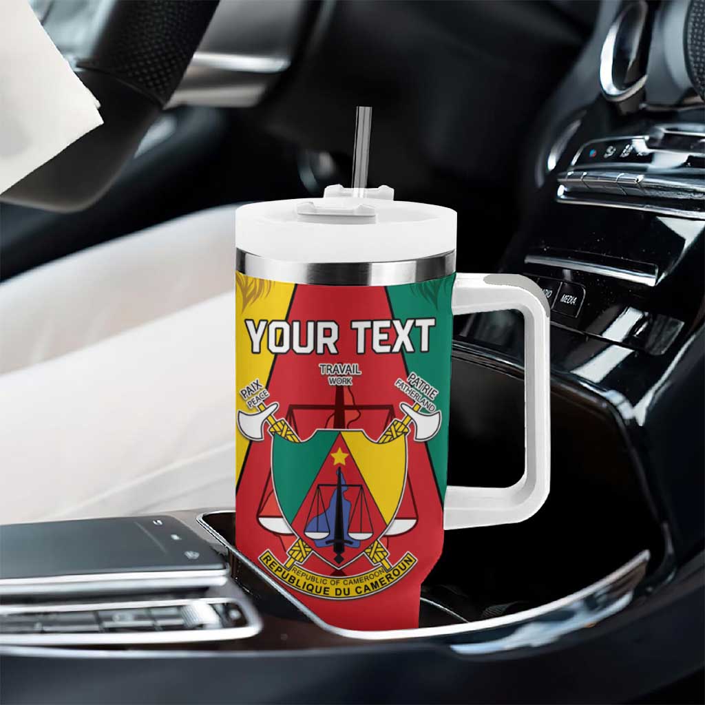 Personalised Cameroon National Day Tumbler With Handle Lion Mix Coat Of Arms Style LT15