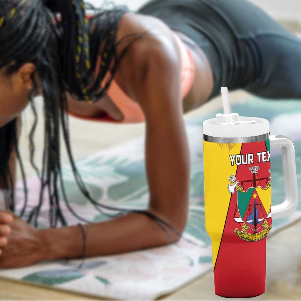 Personalised Cameroon National Day Tumbler With Handle Lion Mix Coat Of Arms Style LT15