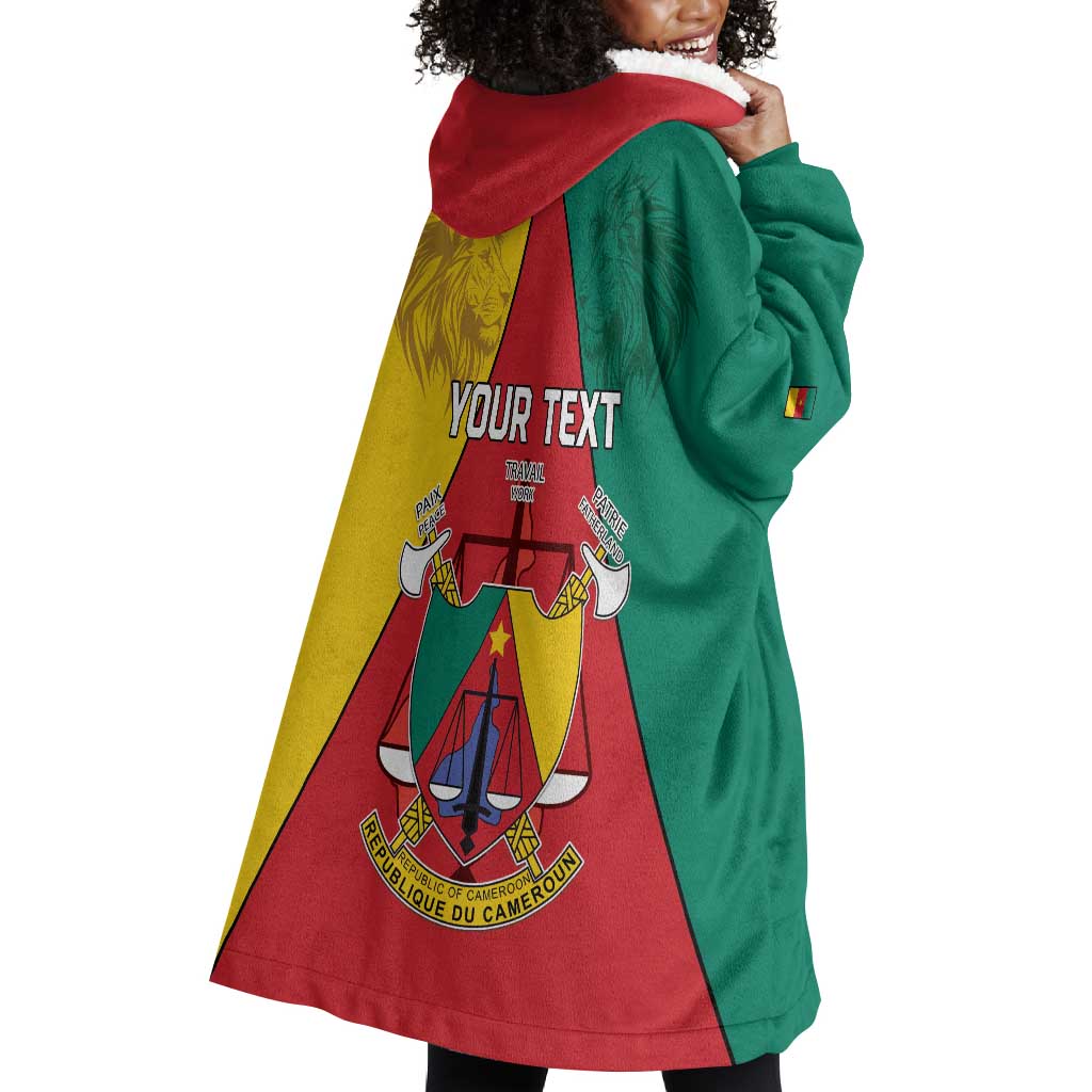 Personalised Cameroon National Day Wearable Blanket Hoodie Lion Mix Coat Of Arms Style LT15