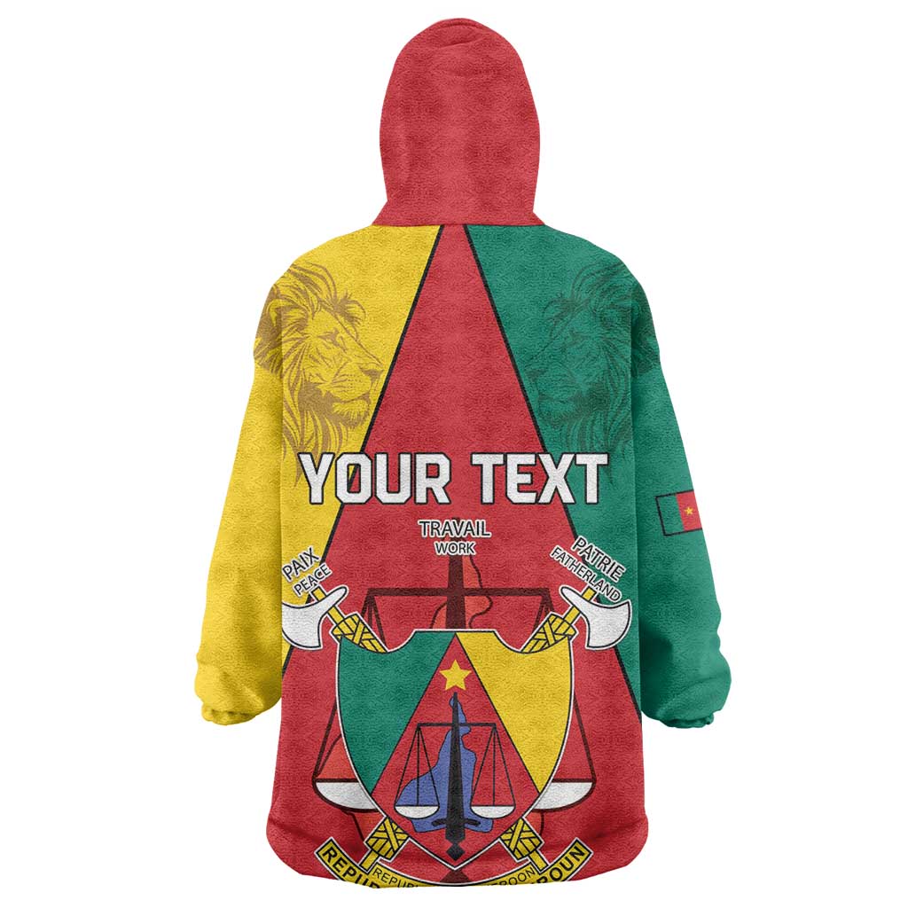Personalised Cameroon National Day Wearable Blanket Hoodie Lion Mix Coat Of Arms Style LT15