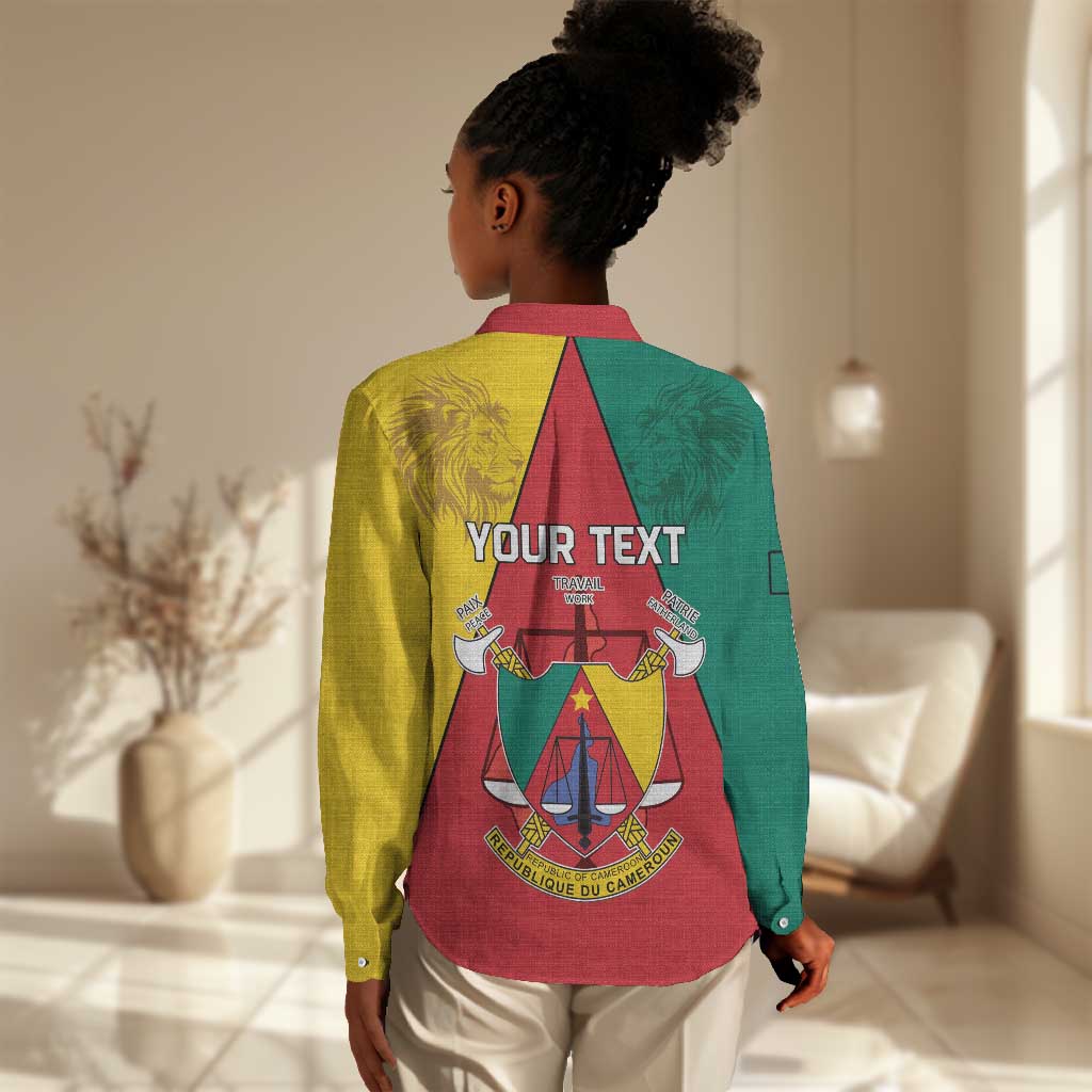 Personalised Cameroon National Day Women Casual Shirt Lion Mix Coat Of Arms Style LT15