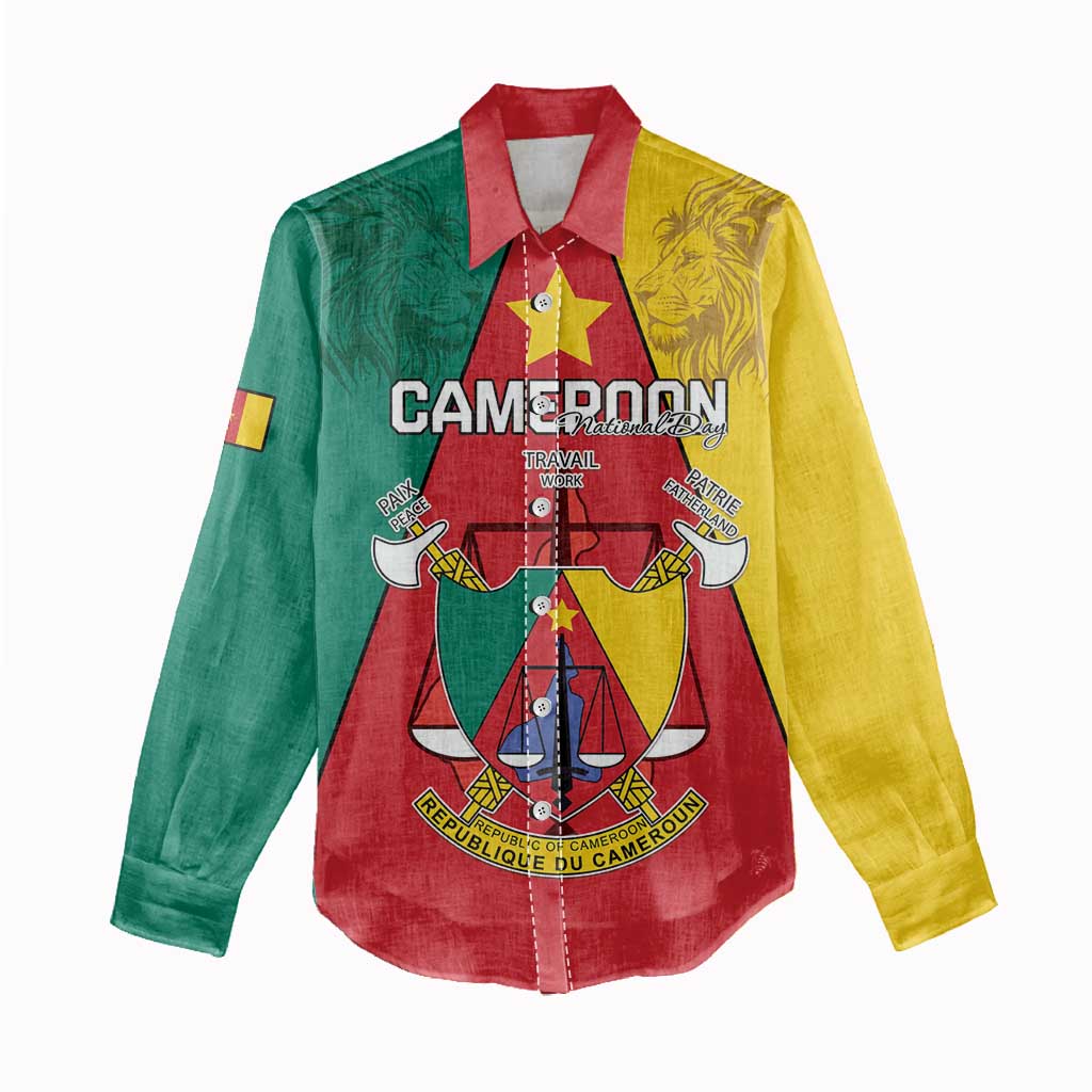 Personalised Cameroon National Day Women Casual Shirt Lion Mix Coat Of Arms Style LT15