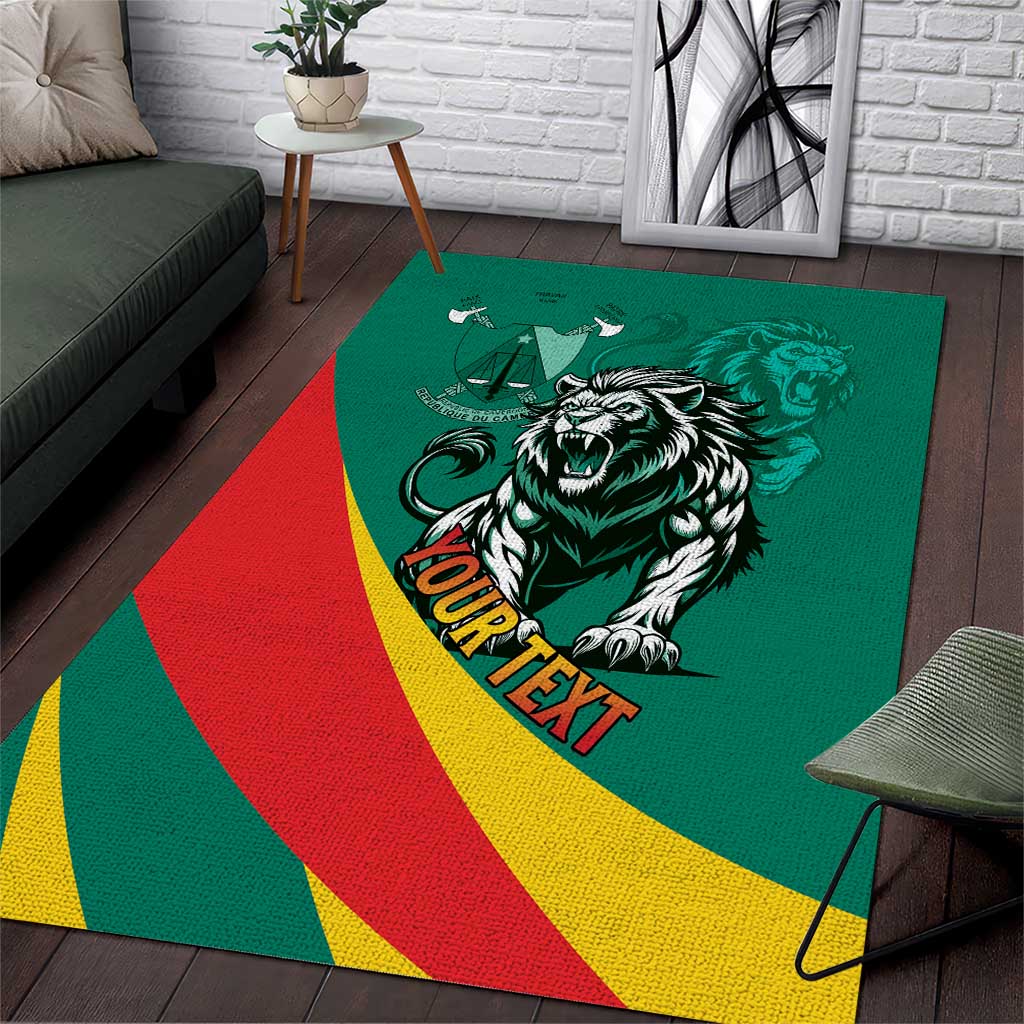 Personalised Happy Cameroon National Day Area Rug Lion With Coat Of Arms - Curve Style LT15