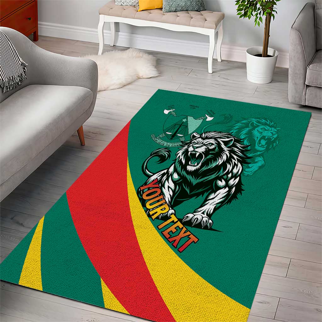 Personalised Happy Cameroon National Day Area Rug Lion With Coat Of Arms - Curve Style LT15