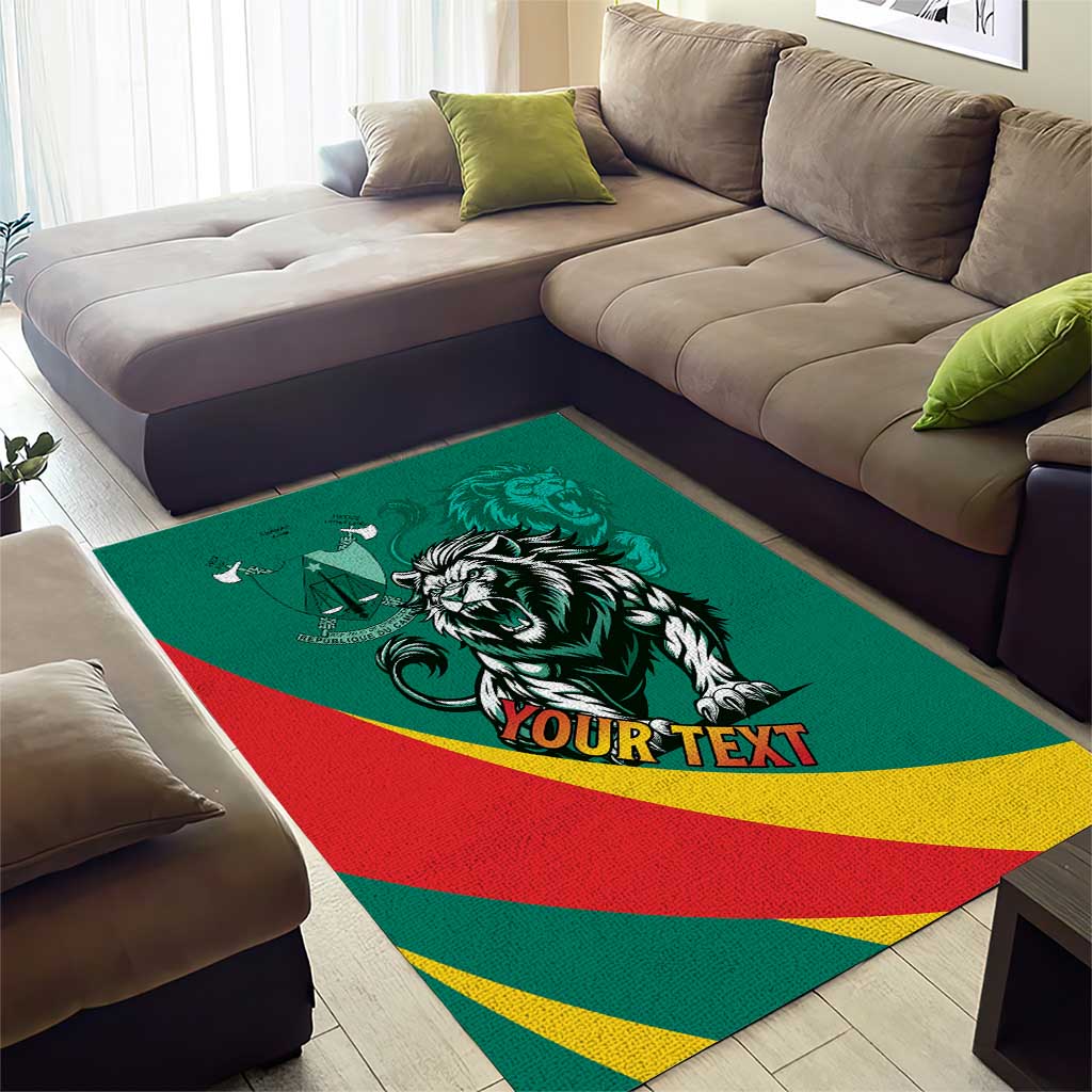 Personalised Happy Cameroon National Day Area Rug Lion With Coat Of Arms - Curve Style LT15