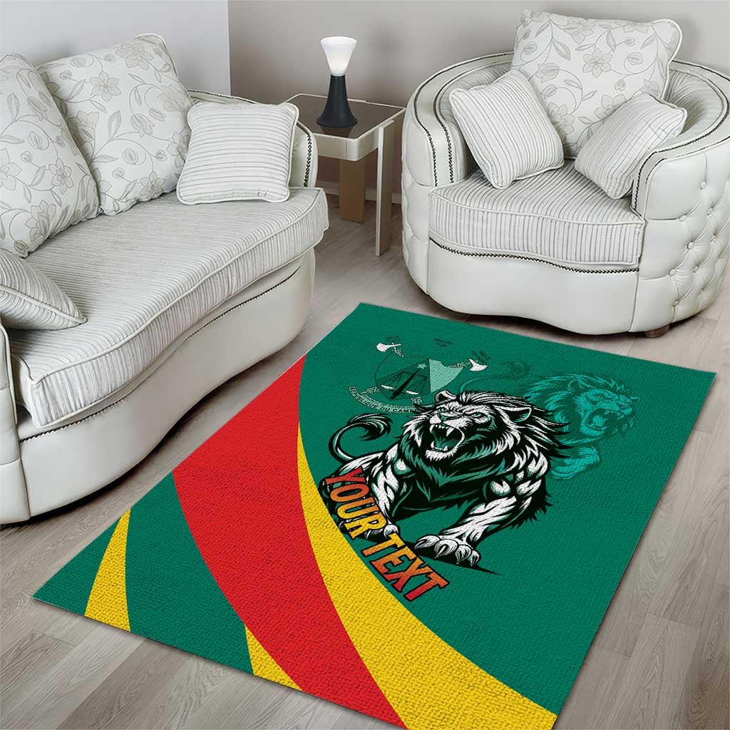 Personalised Happy Cameroon National Day Area Rug Lion With Coat Of Arms - Curve Style LT15