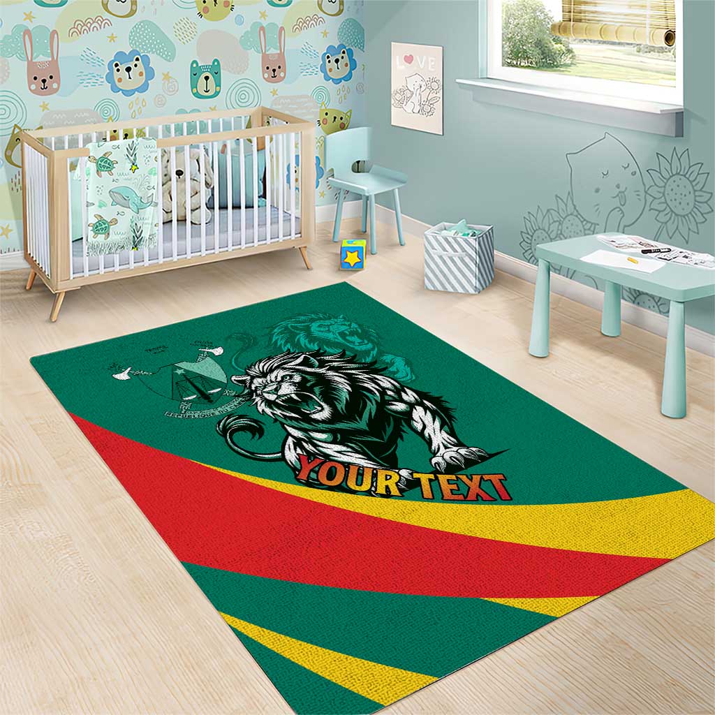 Personalised Happy Cameroon National Day Area Rug Lion With Coat Of Arms - Curve Style LT15