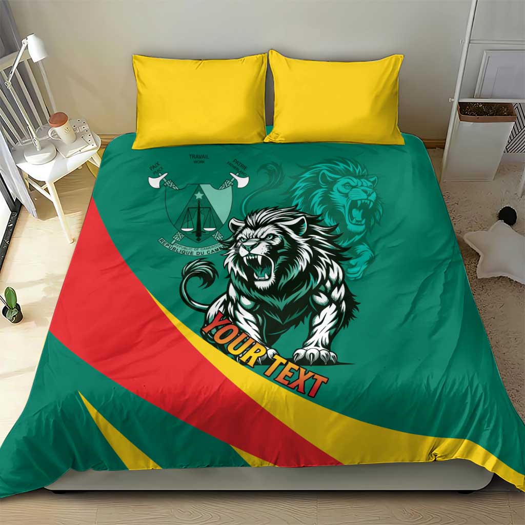 Personalised Happy Cameroon National Day Bedding Set Lion With Coat Of Arms - Curve Style LT15