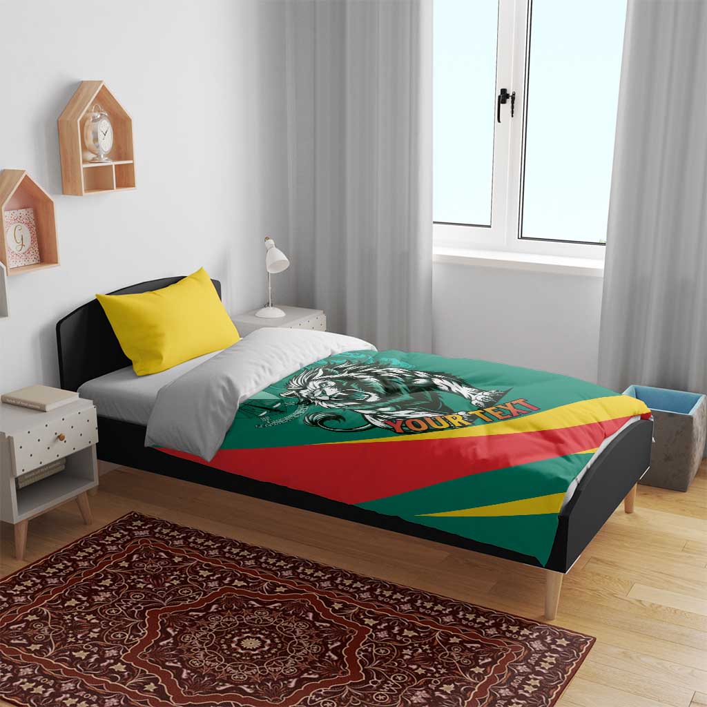 Personalised Happy Cameroon National Day Bedding Set Lion With Coat Of Arms - Curve Style LT15