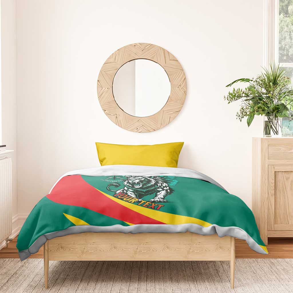 Personalised Happy Cameroon National Day Bedding Set Lion With Coat Of Arms - Curve Style LT15