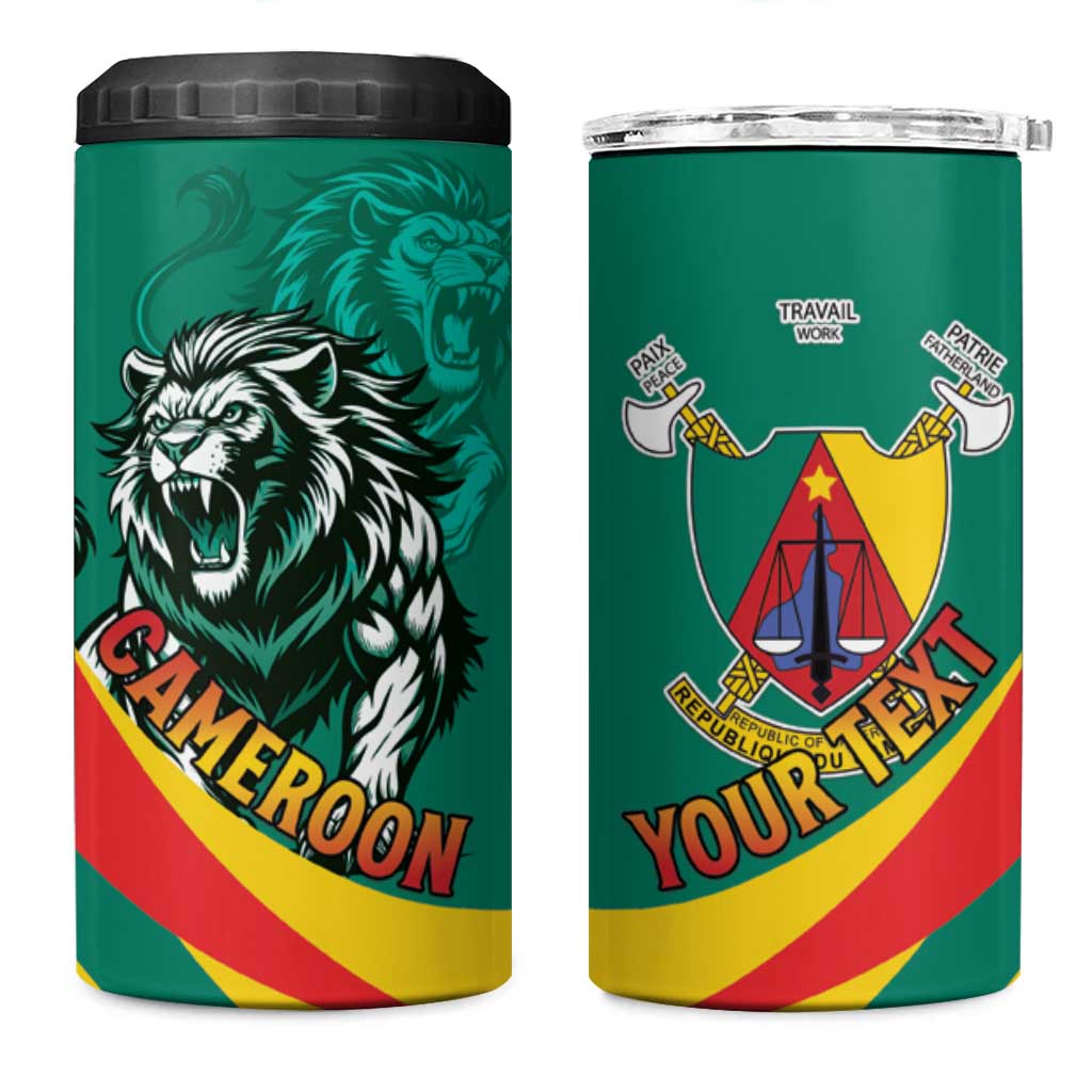 Personalised Happy Cameroon National Day 4 in 1 Can Cooler Tumbler Lion With Coat Of Arms - Curve Style LT15