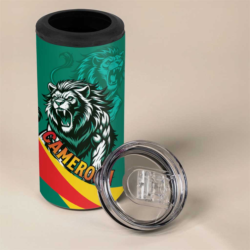 Personalised Happy Cameroon National Day 4 in 1 Can Cooler Tumbler Lion With Coat Of Arms - Curve Style LT15