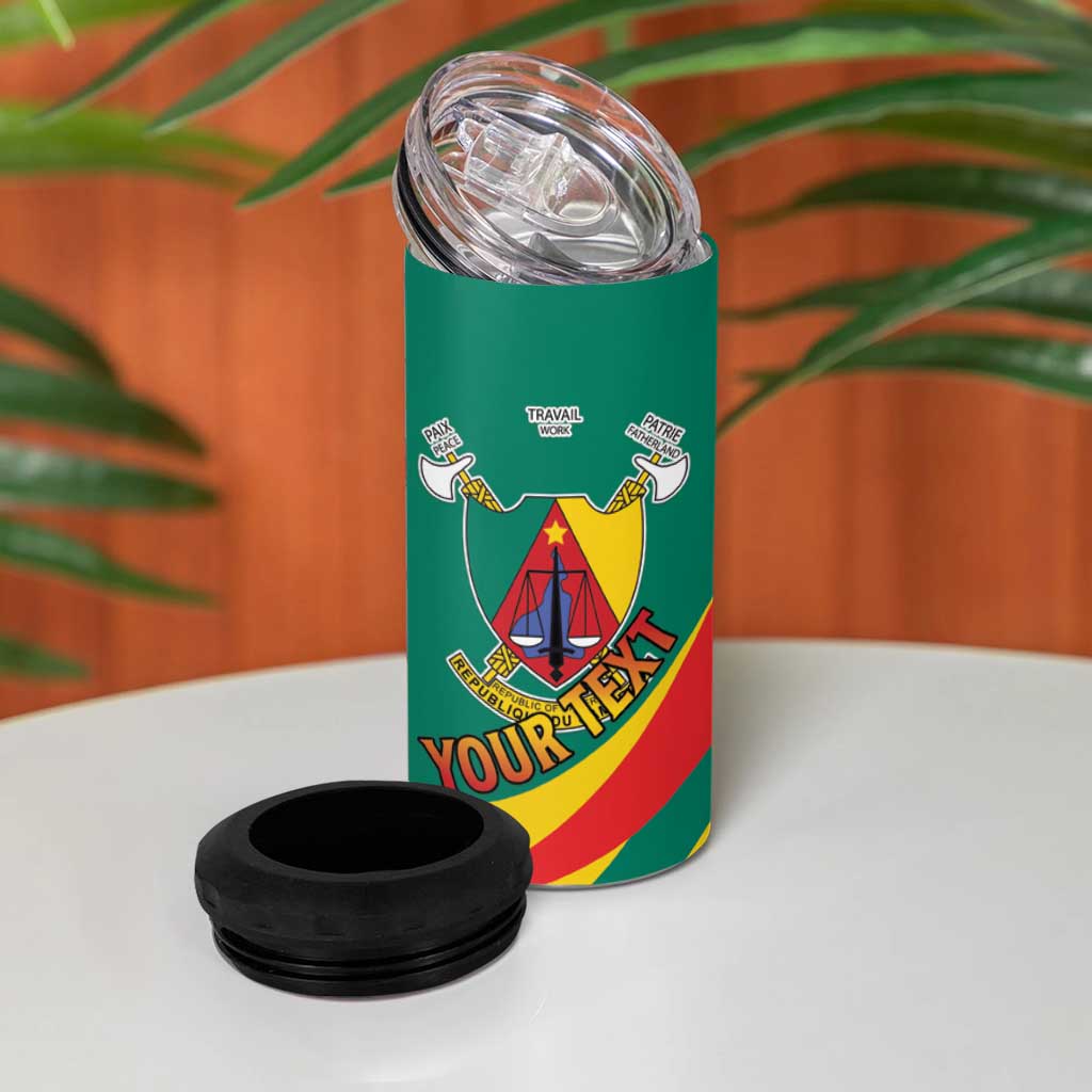 Personalised Happy Cameroon National Day 4 in 1 Can Cooler Tumbler Lion With Coat Of Arms - Curve Style LT15