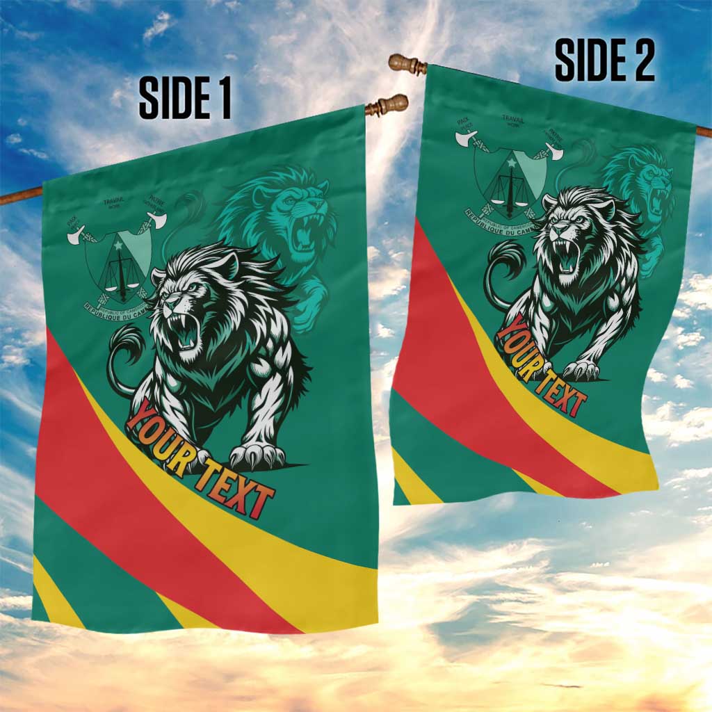 Personalised Happy Cameroon National Day Garden Flag Lion With Coat Of Arms - Curve Style LT15