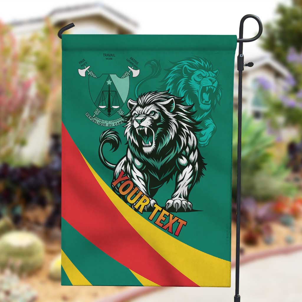 Personalised Happy Cameroon National Day Garden Flag Lion With Coat Of Arms - Curve Style LT15