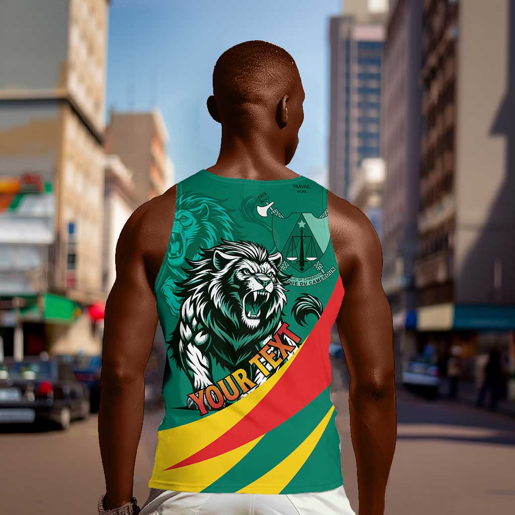 Personalised Happy Cameroon National Day Men Tank Top Lion With Coat Of Arms - Curve Style LT15