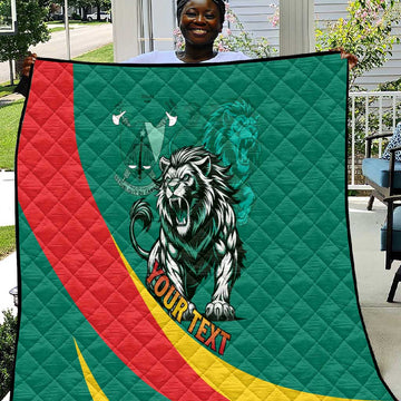 Personalised Happy Cameroon National Day Quilt Lion With Coat Of Arms - Curve Style LT15