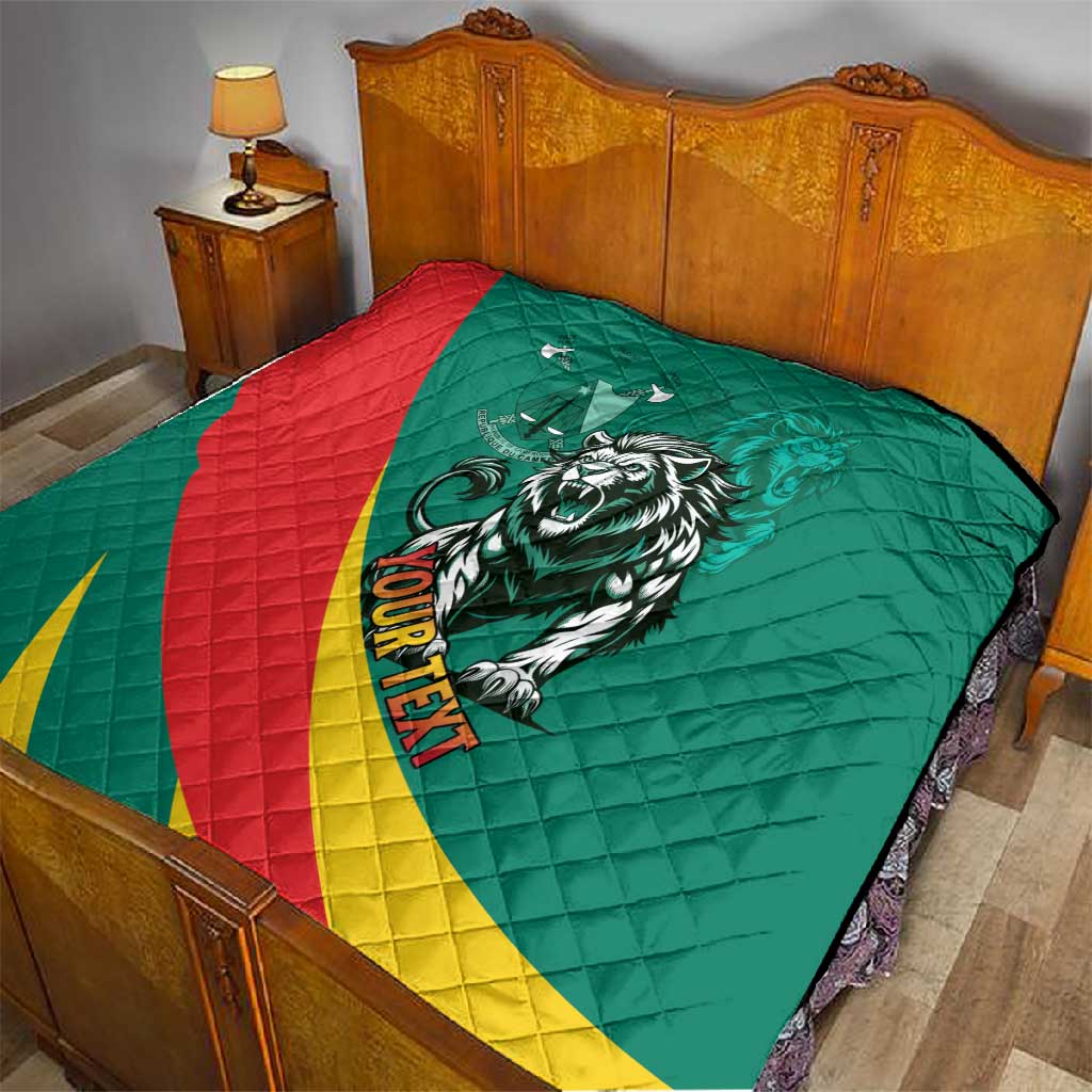 Personalised Happy Cameroon National Day Quilt Lion With Coat Of Arms - Curve Style LT15